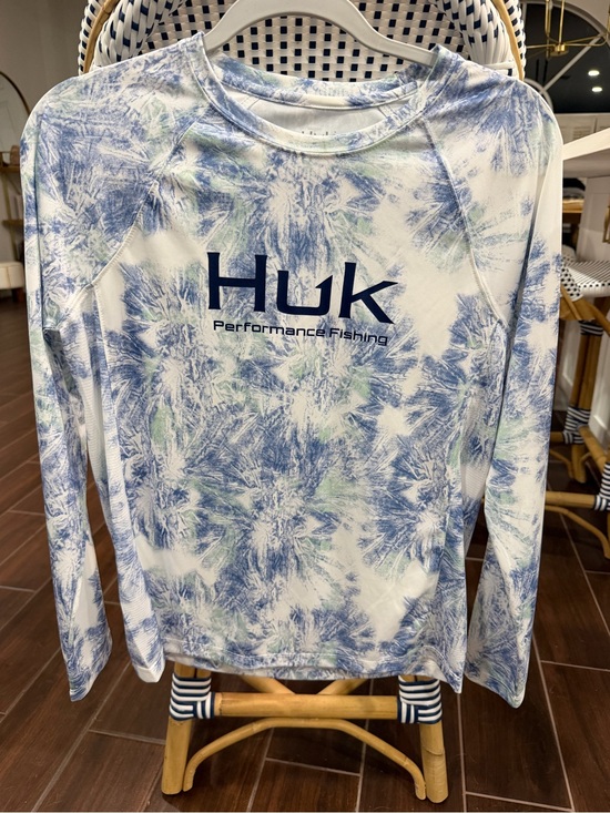 Huk Tops - Huk Tie-Dye Performance Long Sleeve Shirt - Blue & Light Green